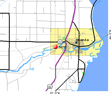 Oconto, WI (54153) map