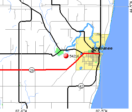 Kewaunee, WI (54216) map