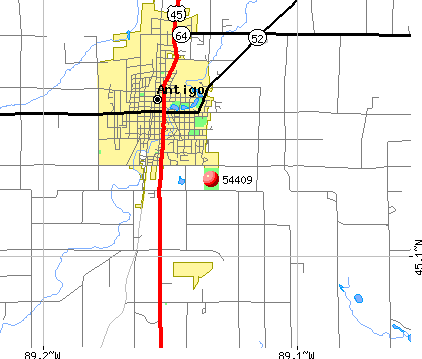 Antigo, WI (54409) map
