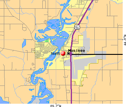 Mosinee, WI (54455) map