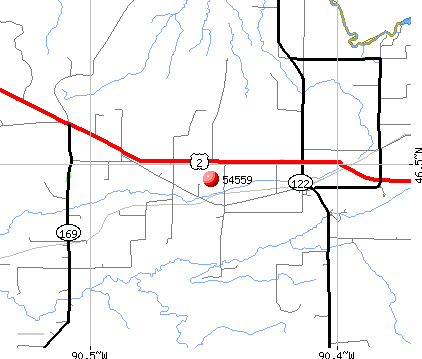 Saxon, WI (54559) map
