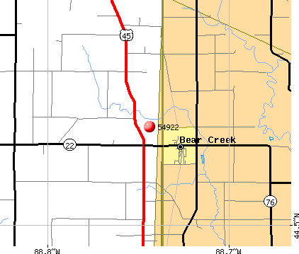 Bear Creek, WI (54922) map