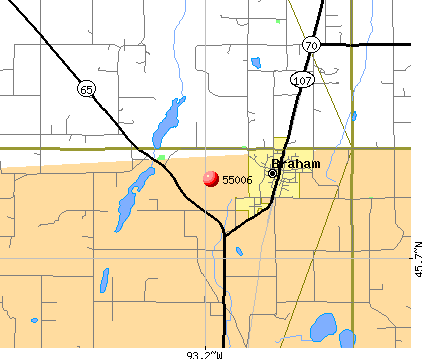 Braham, MN (55006) map