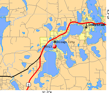 Chisago City, MN (55013) map
