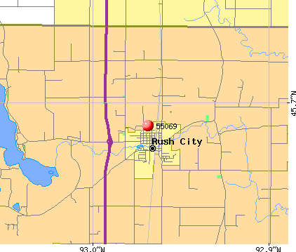 Rush City, MN (55069) map