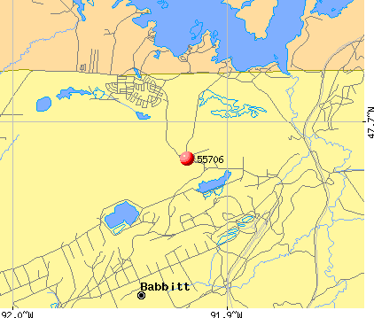 Babbitt, MN (55706) map