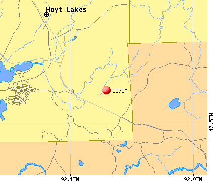 Hoyt Lakes, MN (55750) map
