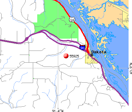 Dakota, MN (55925) map