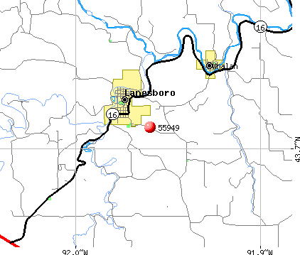 Lanesboro, MN (55949) map