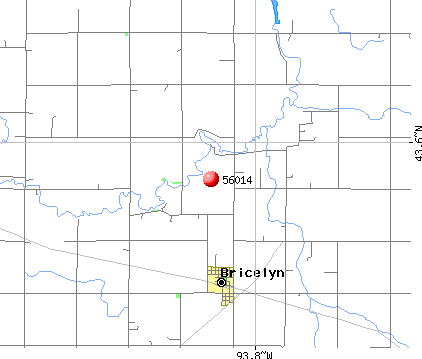 Bricelyn, MN (56014) map