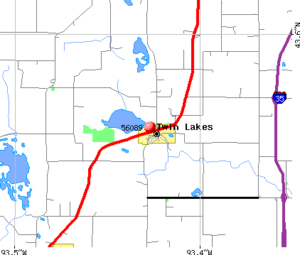Twin Lakes, MN (56089) map