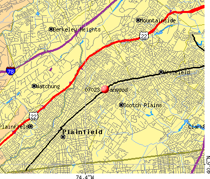 Fanwood, NJ (07023) map