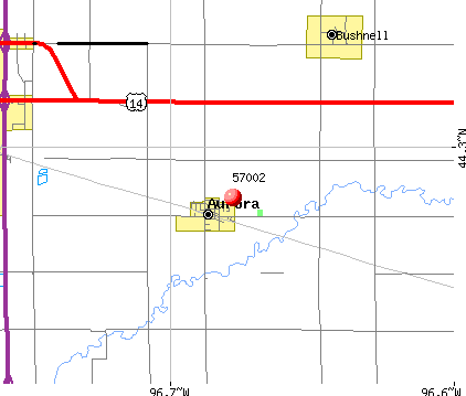 Aurora, SD (57002) map