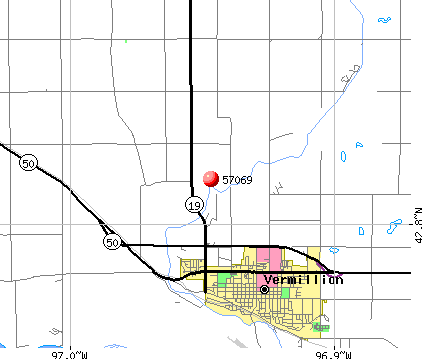 Vermillion, SD (57069) map