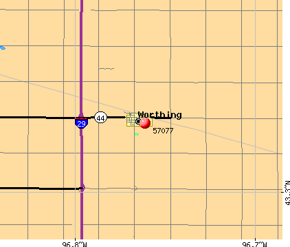 Worthing, SD (57077) map