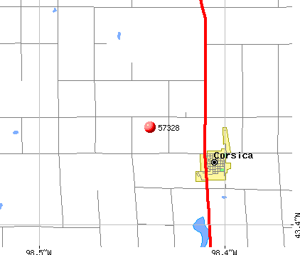Corsica, SD (57328) map