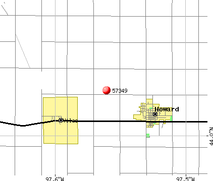 Howard, SD (57349) map