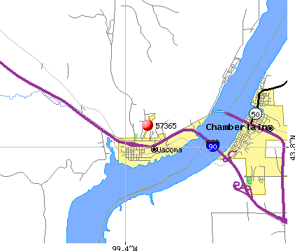Oacoma, SD (57365) map