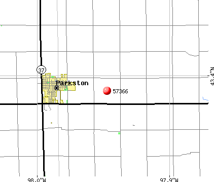 Parkston, SD (57366) map