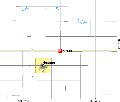 Hosmer, SD (57448) map