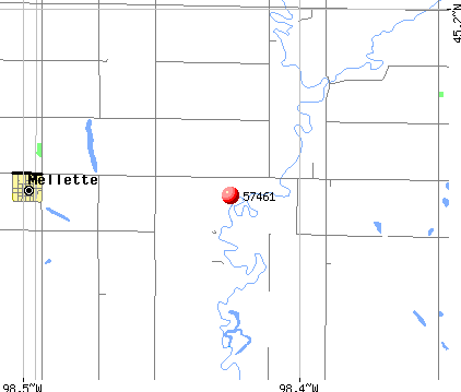 Mellette, SD (57461) map