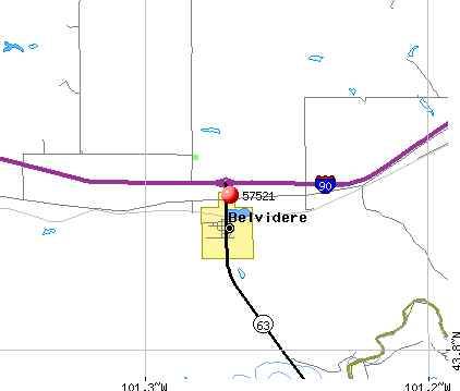 Belvidere, SD (57521) map