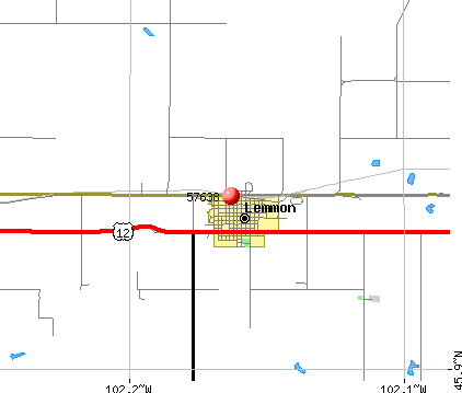 Lemmon, SD (57638) map