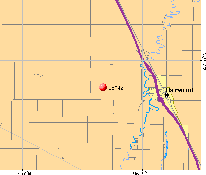 Harwood, ND (58042) map