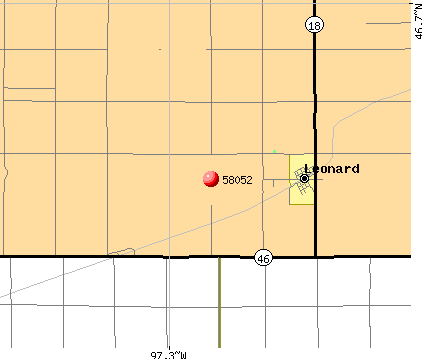 Leonard, ND (58052) map