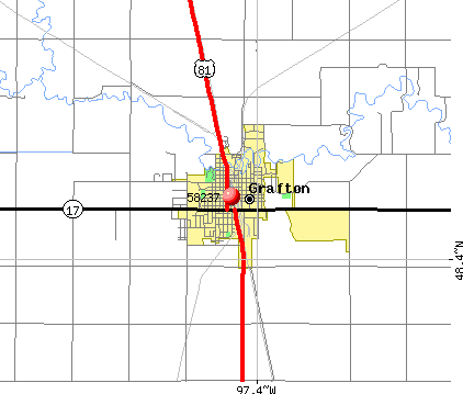 Grafton, ND (58237) map
