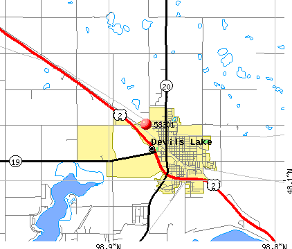 Devils Lake, ND (58301) map