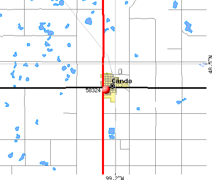 Cando, ND (58324) map