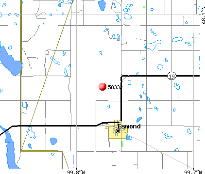 Esmond, ND (58332) map