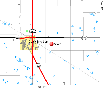 Carrington, ND (58421) map