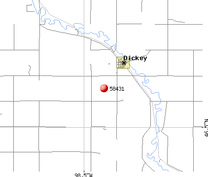 Dickey, ND (58431) map