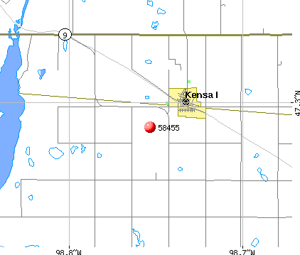 Kensal, ND (58455) map