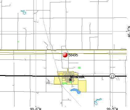 Wishek, ND (58495) map