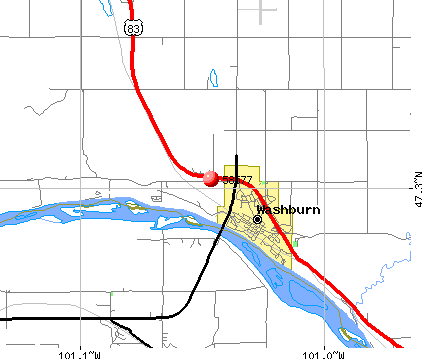 Washburn, ND (58577) map