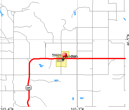 Amidon, ND (58620) map