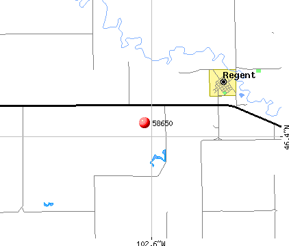 Regent, ND (58650) map