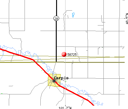 Carpio, ND (58725) map