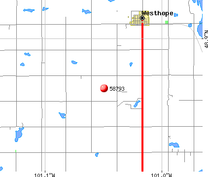 Westhope, ND (58793) map