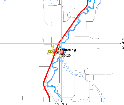Fromberg, MT (59029) map