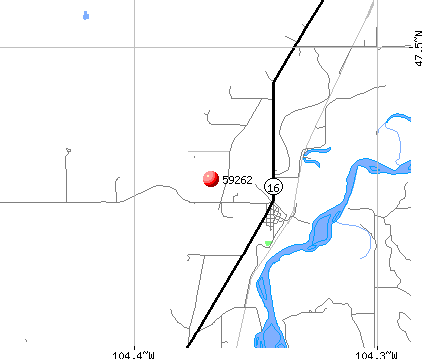 Knife River, MT (59262) map