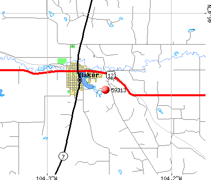 Baker, MT (59313) map