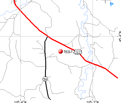 Broadus, MT (59317) map