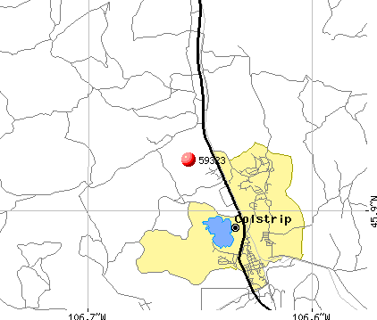 Colstrip, MT (59323) map