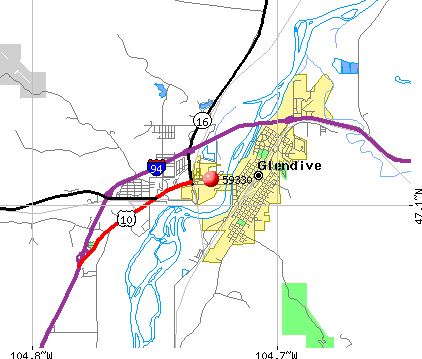 West Glendive, MT (59330) map
