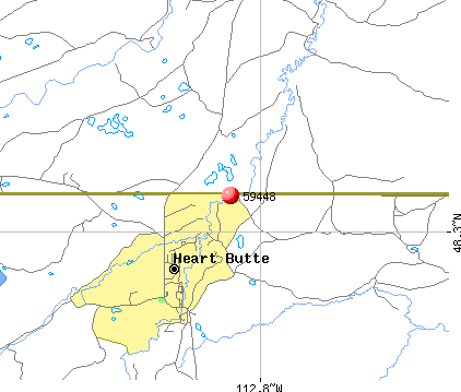 Heart Butte, MT (59448) map