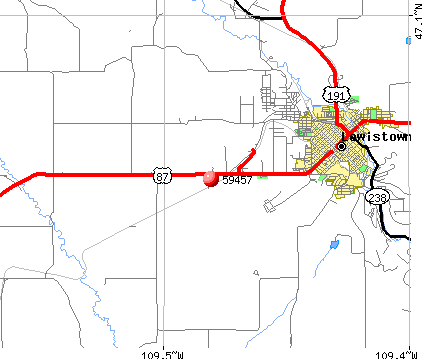 Lewistown, MT (59457) map